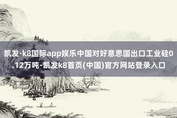 凯发·k8国际app娱乐中国对好意思国出口工业硅0.12万吨-凯发k8首页(中国)官方网站登录入口