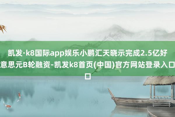 凯发·k8国际app娱乐小鹏汇天晓示完成2.5亿好意思元B轮融资-凯发k8首页(中国)官方网站登录入口