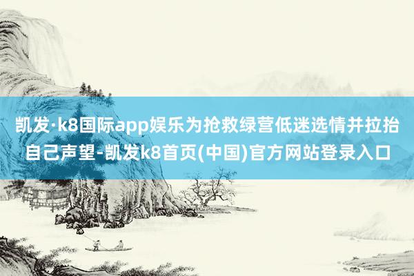 凯发·k8国际app娱乐为抢救绿营低迷选情并拉抬自己声望-凯发k8首页(中国)官方网站登录入口